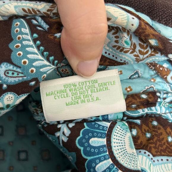 Vera Bradley Satchel Shoulder Bag Medium Java Blue Floral Cotton Retired - Picture 7 of 8